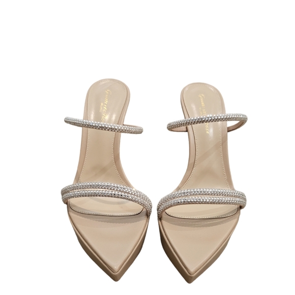 GIANVITO ROSSI Pink/Nude Cannes Platform Heeled Sandals Size 38.5 NIB - Picture 7 of 13